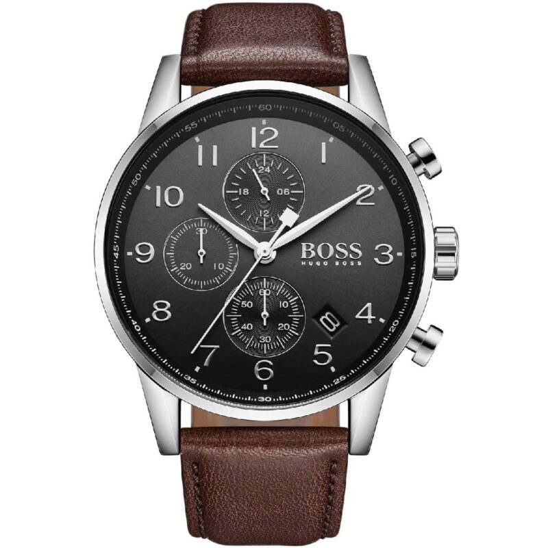 1513494 hugo boss watch men brown leather navigator