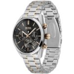 1513819-hugo-boss-watch-men-black-dial-stainless-steel-metal-silver-rose-gold-two-tone-strap-quartz-analog-chronograph-champion