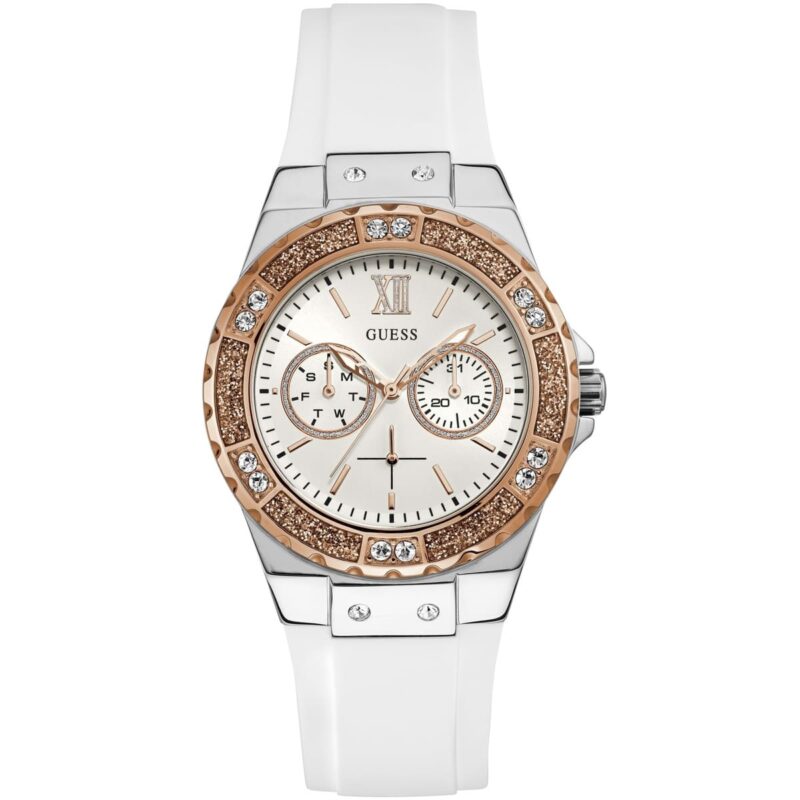 w1053l2 guess watch women white rubber limelight