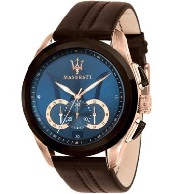 r8871612024 maserati watch men black dial leather strap quartz battery analog chronograph traguardo