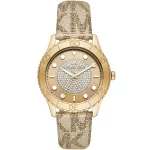 mk6999-michael-kors-watch-women-gold-dial-polyurethane-chloride-brown-strap-quartz-battery-analog-three-hand-crystals-runway