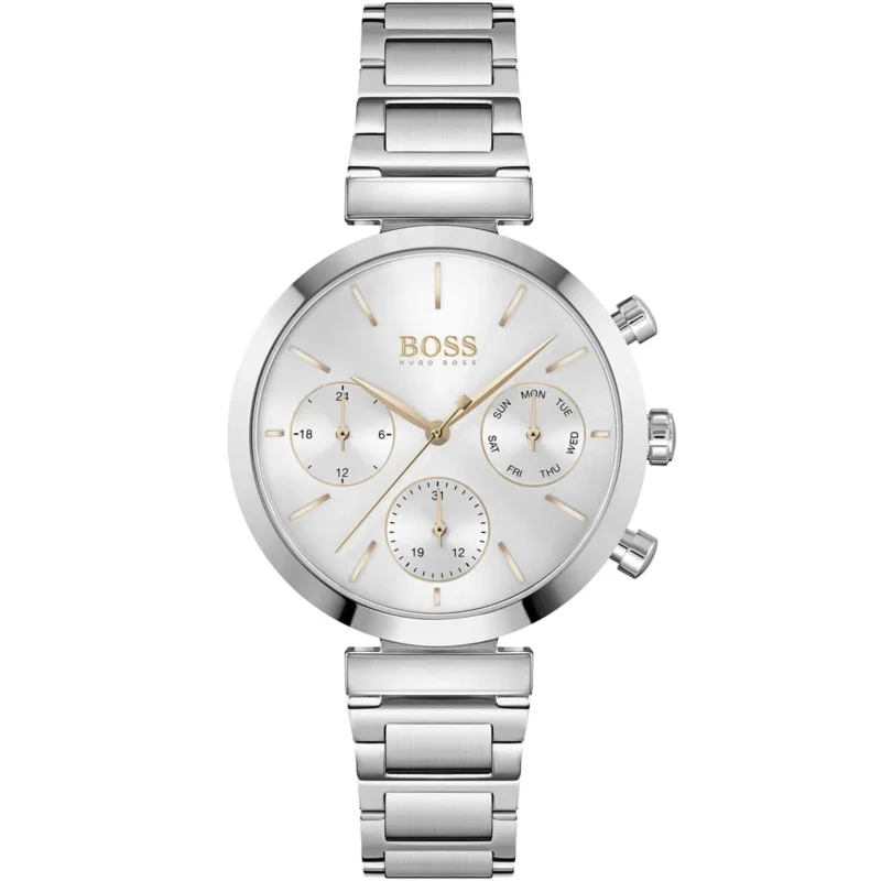 1502530 hugo boss watch women silver dial metal stainless strap quartz battery analog three hand flawless 1