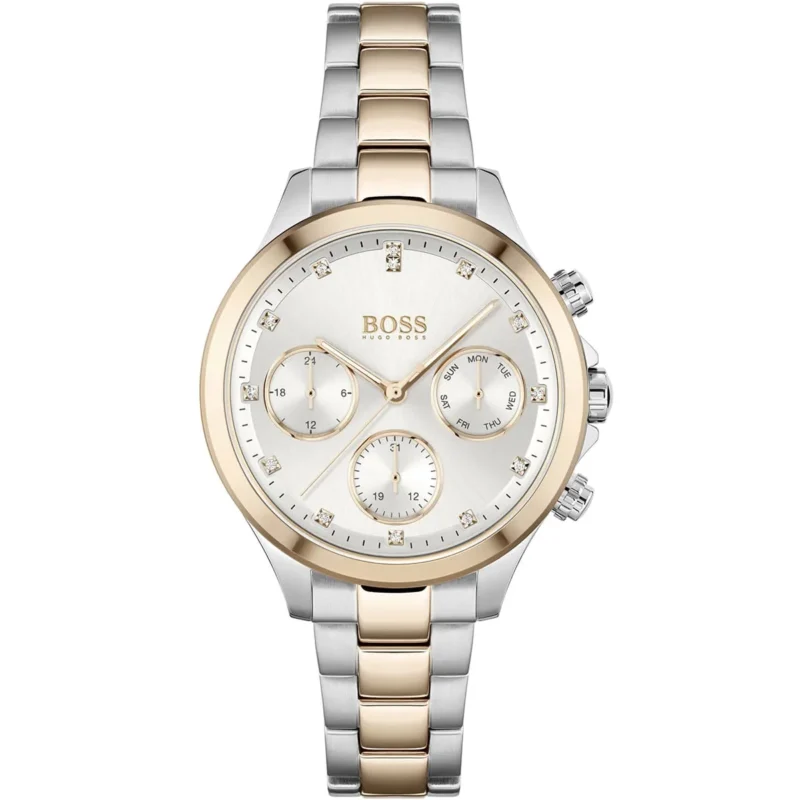 1502564 hugo boss watch women silver dial metal stainless rose gold strap quartz battery analog three hand hera