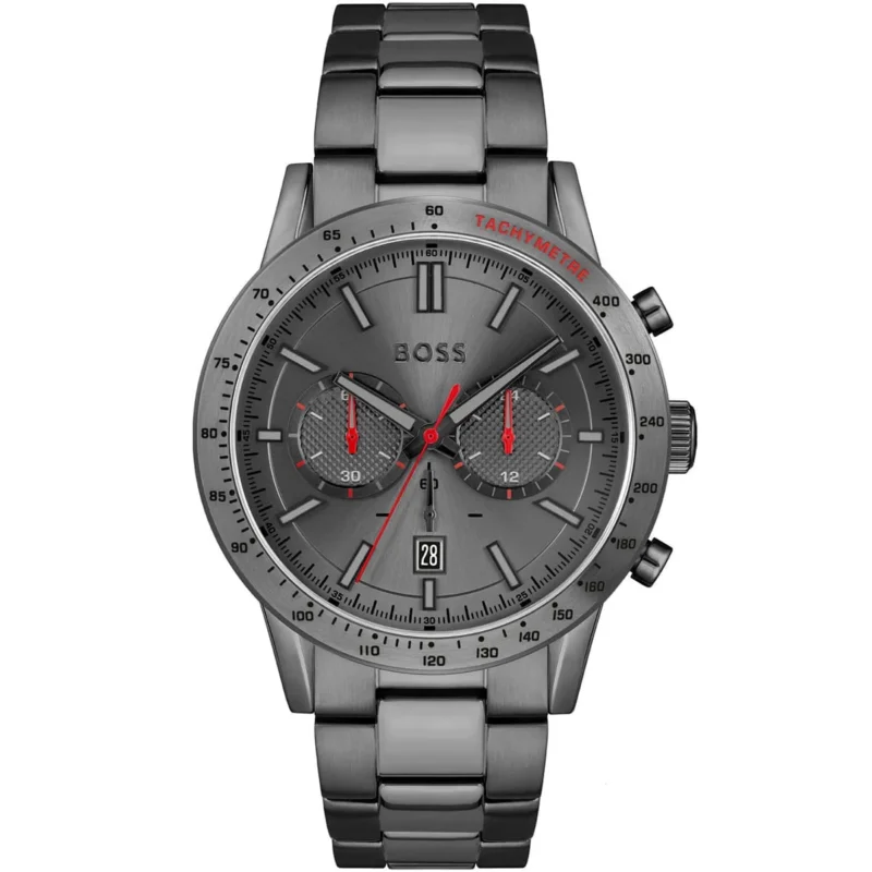 1513924 hugo boss watch men gray dial metal stainless strap quartz battery analog chronograph allure