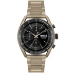 1514027-hugo-boss-watch-chronograph-10bar-330ft-men-black-dial-metal-stainless-gold-strap-quartz-battery-analog-centre-court