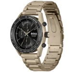 1514027-hugo-boss-watch-chronograph-10bar-330ft-men-black-dial-metal-stainless-gold-strap-quartz-battery-analog-centre-court