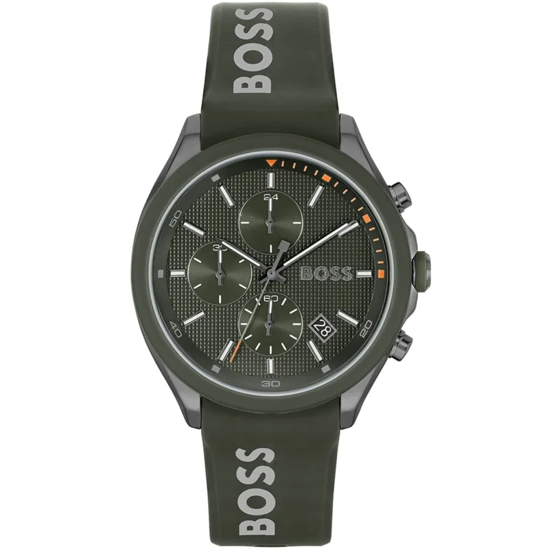 1514060 hugo boss watch men black dial rubber strap quartz battery analog chronograph velocity