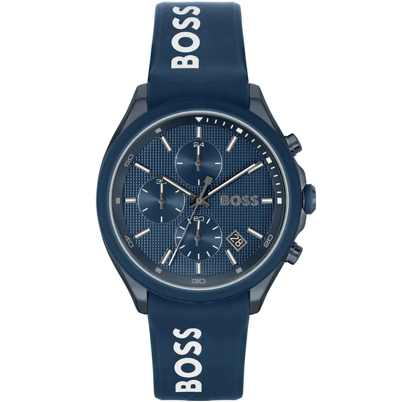 1514061 hugo boss watch men blue dial rubber strap quartz battery analog chronograph velocity