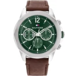 1792064-tommy-hilfiger-watch-men-green-dial-leather-brown-strap-quartz-battery-analog-lars