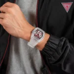gw0499g9-guess-watch-men-square-burgundy-dial-rubber-transparent-strap-quartz-battery-analog-phoenix
