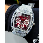 gw0499g9-guess-watch-men-square-burgundy-dial-rubber-transparent-strap-quartz-battery-analog-phoenix