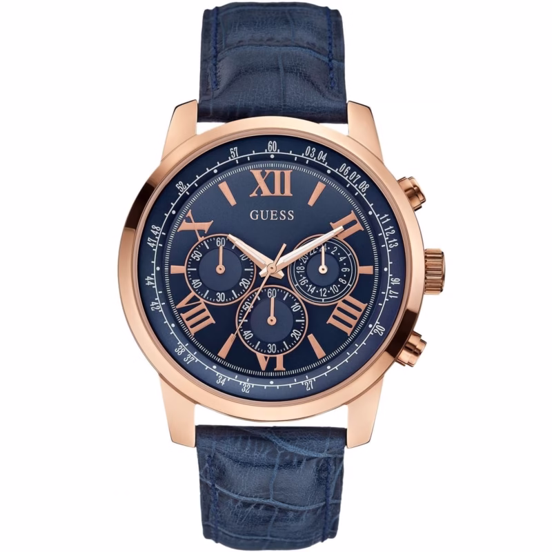 w0380g5 guess watch men blue leather horizon