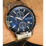 1513510-hugo-boss-watch-men-blue-dial-metal-stainless-silver-strap-quartz-battery-analog-chronograph-rafale