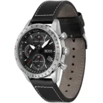 1513853-hugo-boss-watch-men-black-dial-leather-strap-quartz-battery-analog-chronograph-pilot-edition-chrono