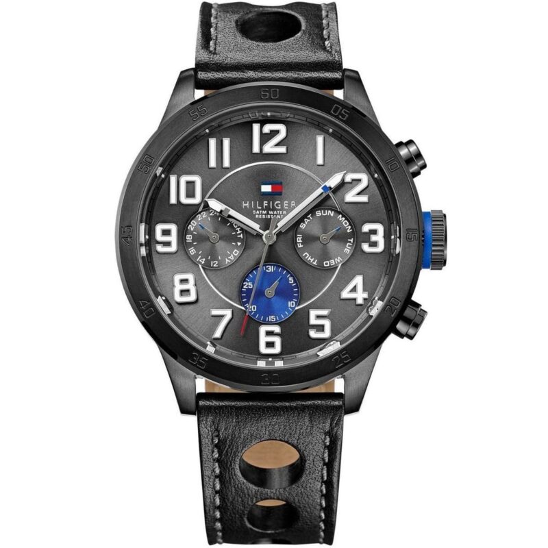 1791051 tommy hilfiger watch men black leather trent