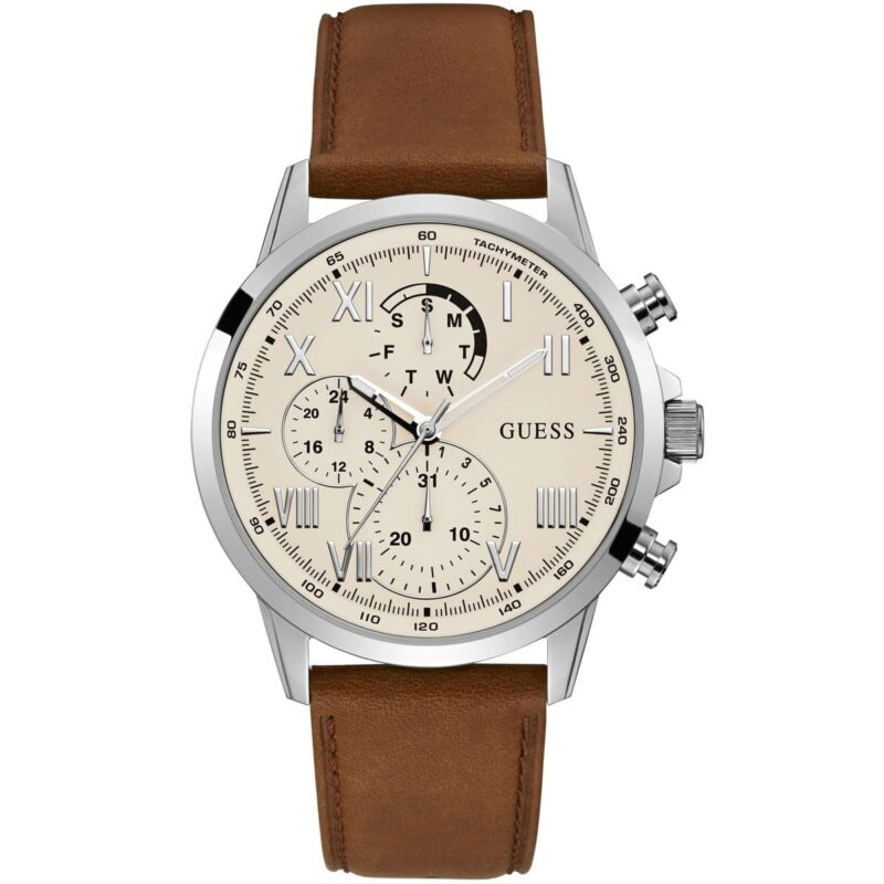 gw0011g1 guess watch men brown leather porter