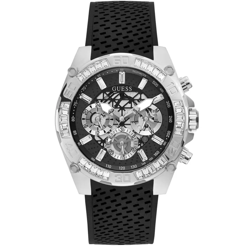 gw0333g1 guess watch men black dial rubber strap quartz battery analog trophy 1