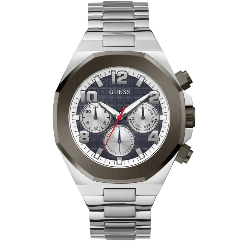 gw0489g1 guess watch men blue dial metal stainless steel silver strap quartz battery analog empire