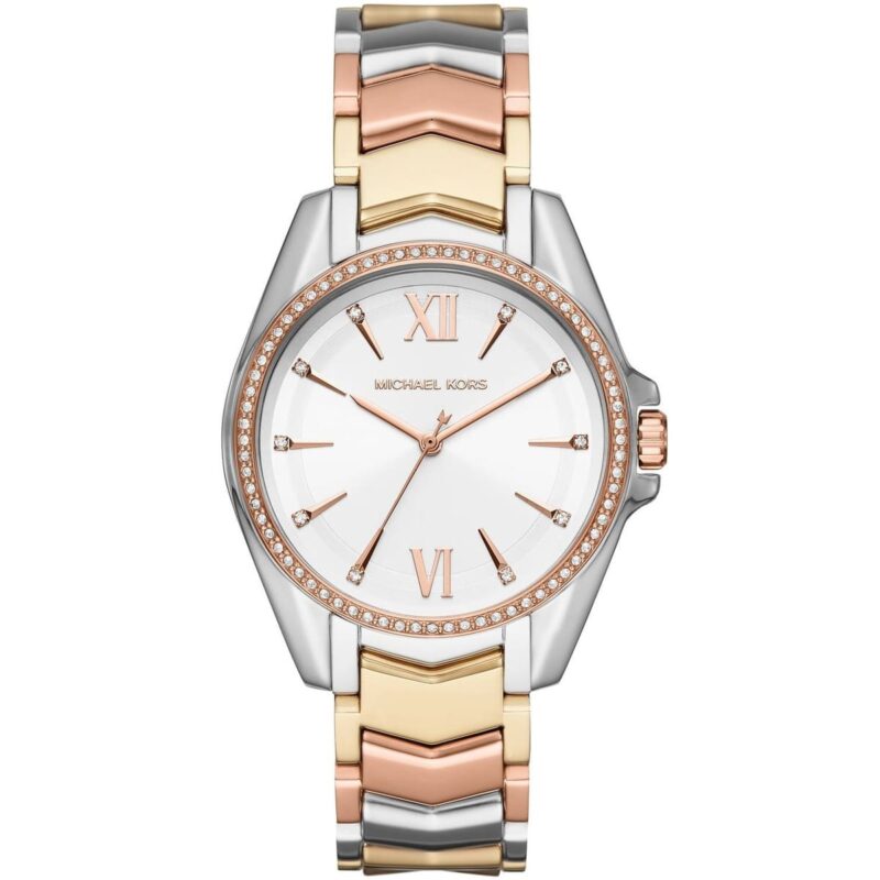 mk6686 michael kors watch women silver gold metal whitney three hand