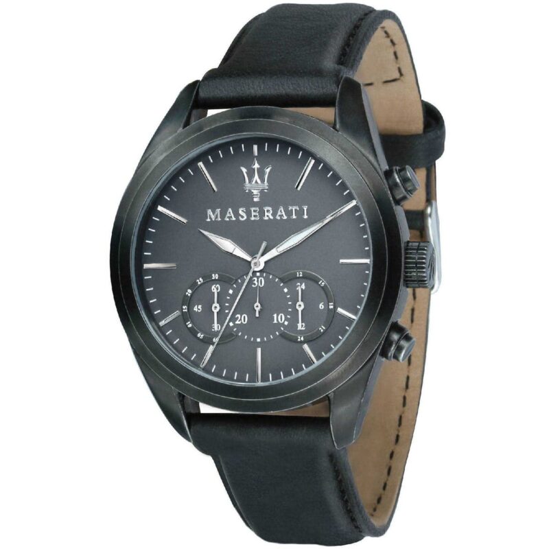 r8871612019 maserati watch men gray dial leather black strap quartz battery analog chronograph traguardo