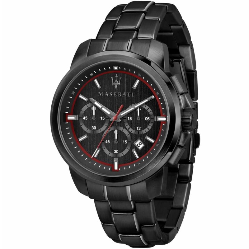 r8873621014 maserati watch men black dial metal stainless steel strap quartz battery analog chronograph successo