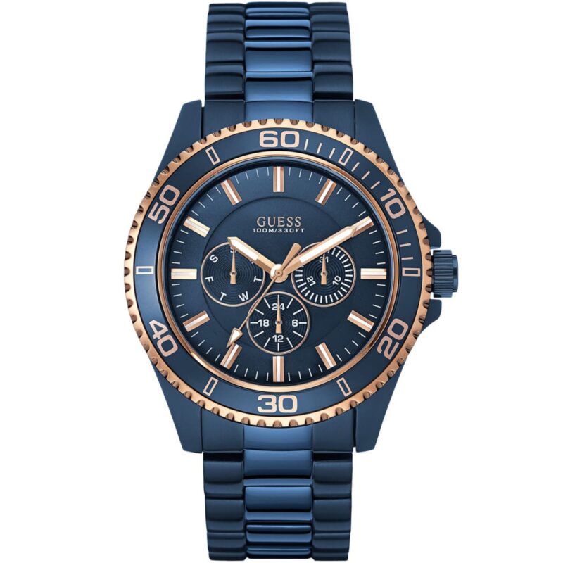 w0172g6 guess watch men blue metal chaser