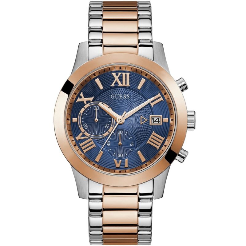 w0668g6 guess watch men silver rose gold metal atlas