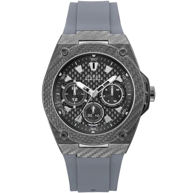 w1048g1 guess watch men gray rubber legacy