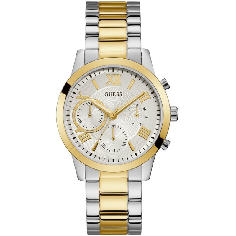 w1070l8 guess watch women silver gold metal solar