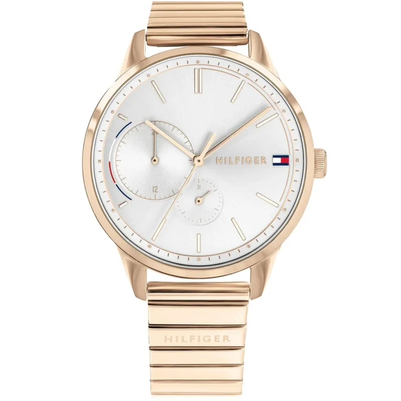 1782021 tommy hilfiger watch women silver dial metal stainless steel rose gold strap quartz battery analog brooke