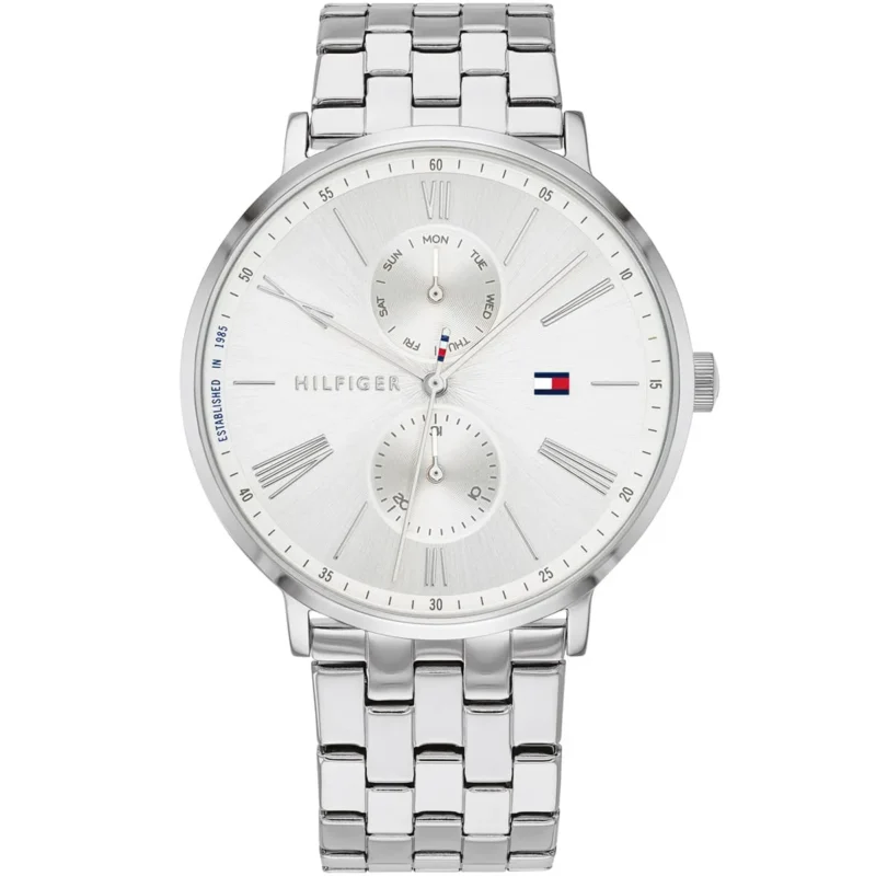 1782068 tommy hilfiger watch women silver dial metal stainless steel strap quartz battery analog three hand jenna