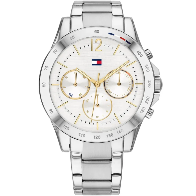 1782194 tommy hilfiger watch women white dial metal stainless steel silver strap quartz battery analog haven