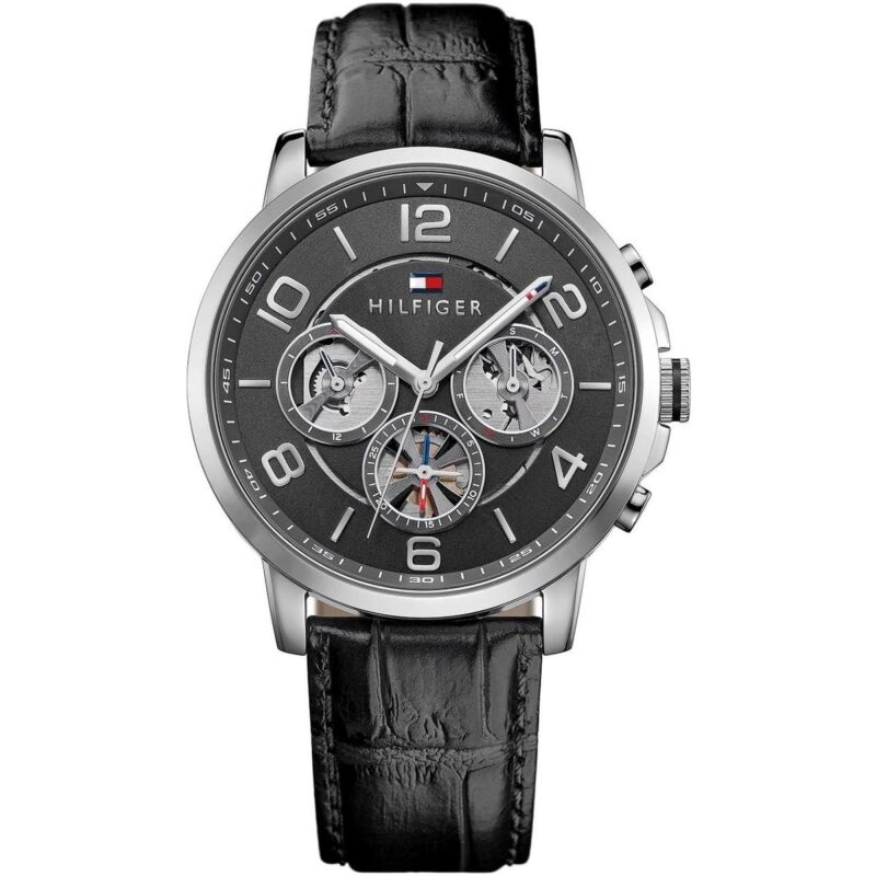 1791289 tommy hilfiger watch men black leather keagan