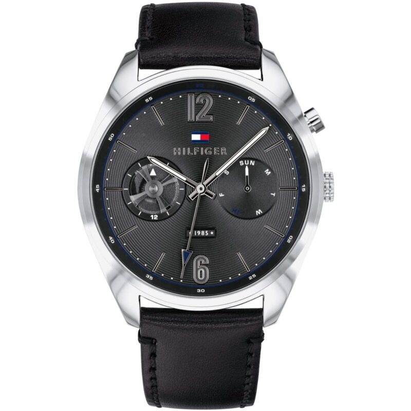 1791548 tommy hilfiger watch men black leather deacan