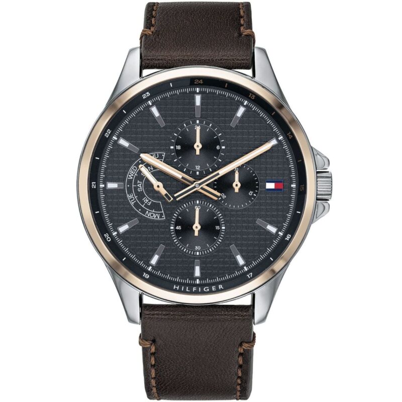 1791615 tommy hilfiger watch men brown leather shawn