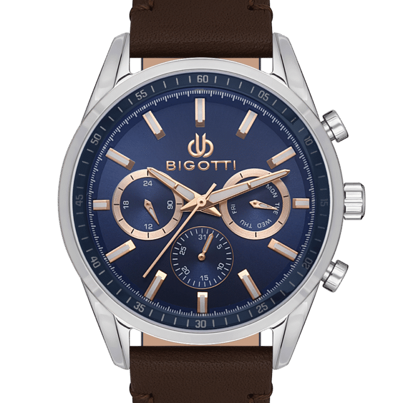 BIGOTTI MILANO MENS LEATHER STRAP WATCH- BG.1.10490-3