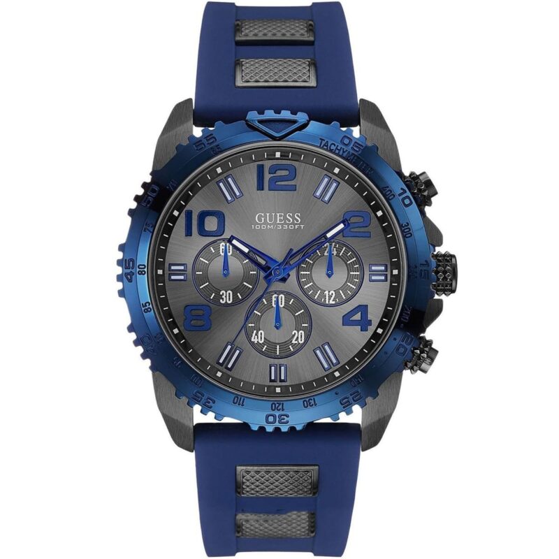 w0599g2 guess watch men blue rubber velocity