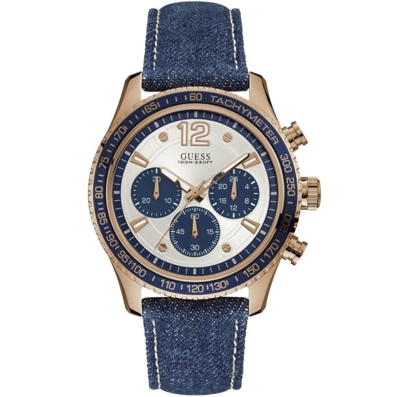 w0970g3 guess watch men blue jeans fleet