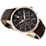 1791631-tommy-hilfiger-watch-established-in-1985-dual-time-men-black-dial-leather-brown-strap-quartz-battery-analog-kyle