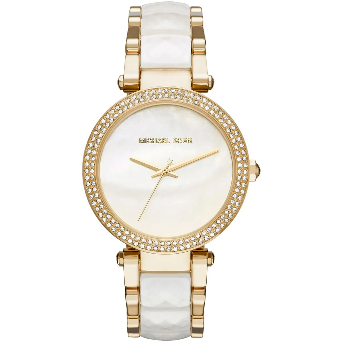 mk6400-michael-kors-watch-women-white-dial-multi-gold-strap-quartz-battery-analog-three-hand-parker ساعة مايكل كورس للنساء MK6400 - الصورة 1