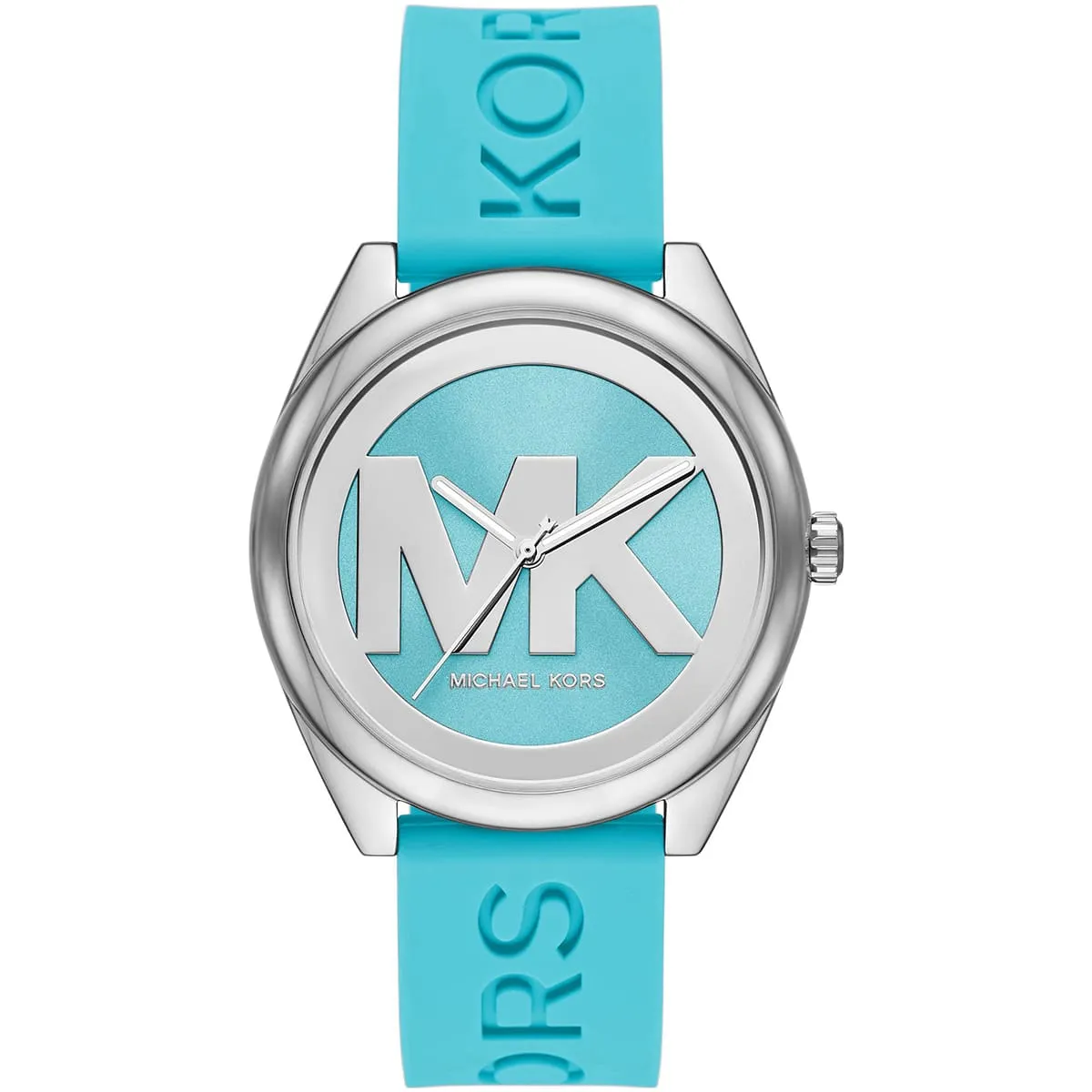 mk7350-michael-kors-watch-women-mk-logo-blue-dial-rubber-strap-quartz-battery-analog-three-hand-janelle ساعة مايكل كورس للنساء MK7350 - الصورة 1