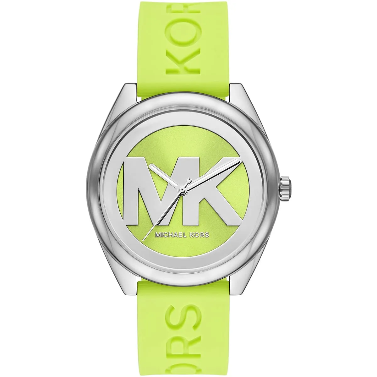 mk7351-michael-kors-watch-women-mk-logo-green-dial-rubber-strap-quartz-battery-analog-three-hand-janelle ساعة مايكل كورس للنساء MK7351 - الصورة 1