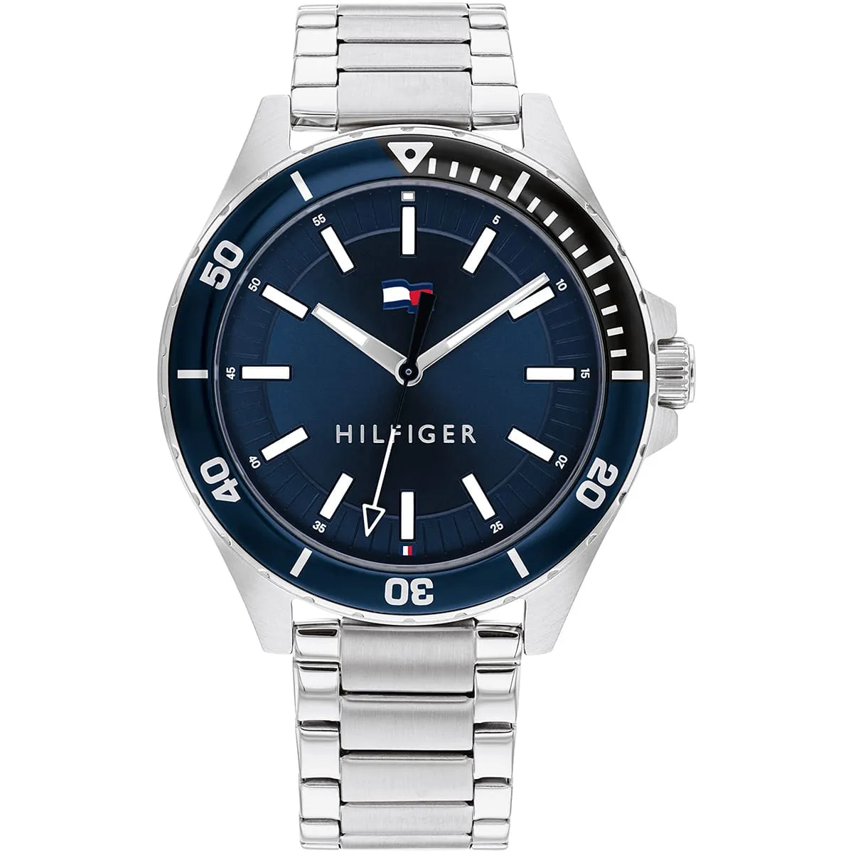 1792012-tommy-hilfiger-watch-men-blue-dial-metal-stainless-steel-silver-strap-quartz-battery-analog-three-hand-logan ساعة تومي هيلفيغر للرجال 1792012 - الصورة 1