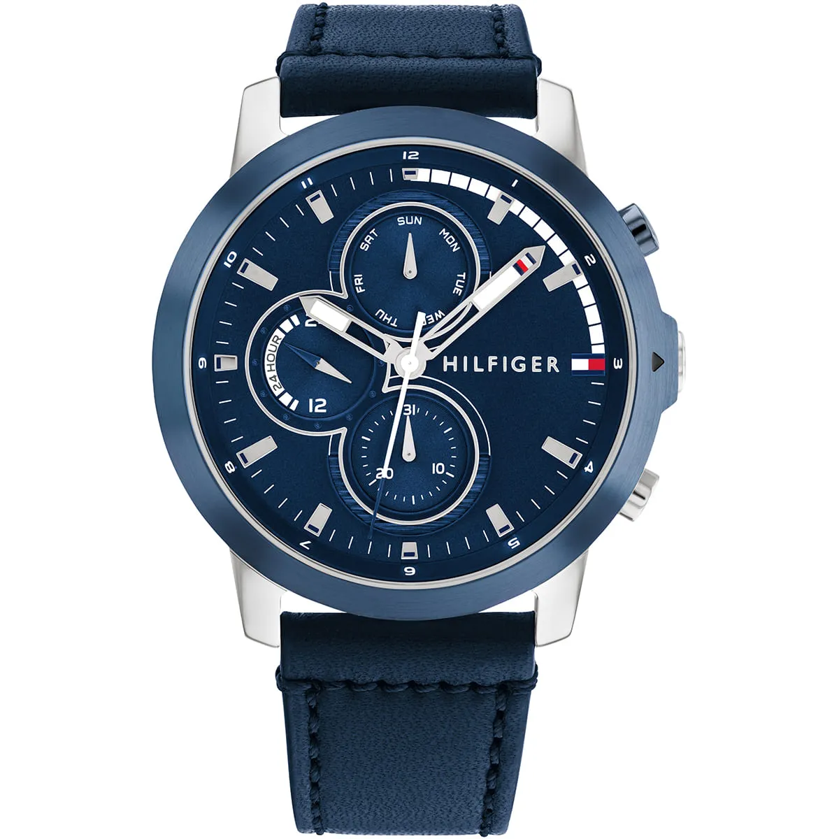 1792051-tommy-hilfiger-watch-men-blue-dial-leather-strap-quartz-battery-analog-jameson ساعة تومي هيلفيغر للرجال 1792051 - الصورة 1