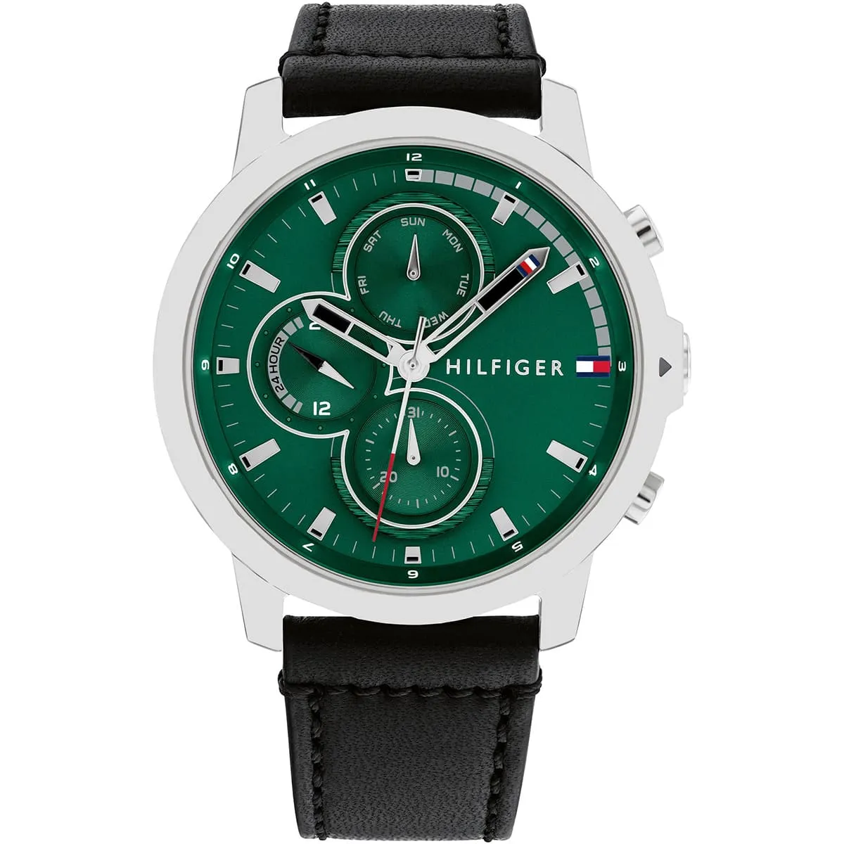 1792151-tommy-hilfiger-watch-men-green-dial-leather-black-strap-quartz-analog-jameson ساعة تومي هيلفيغر للرجال 1792151 - الصورة 1