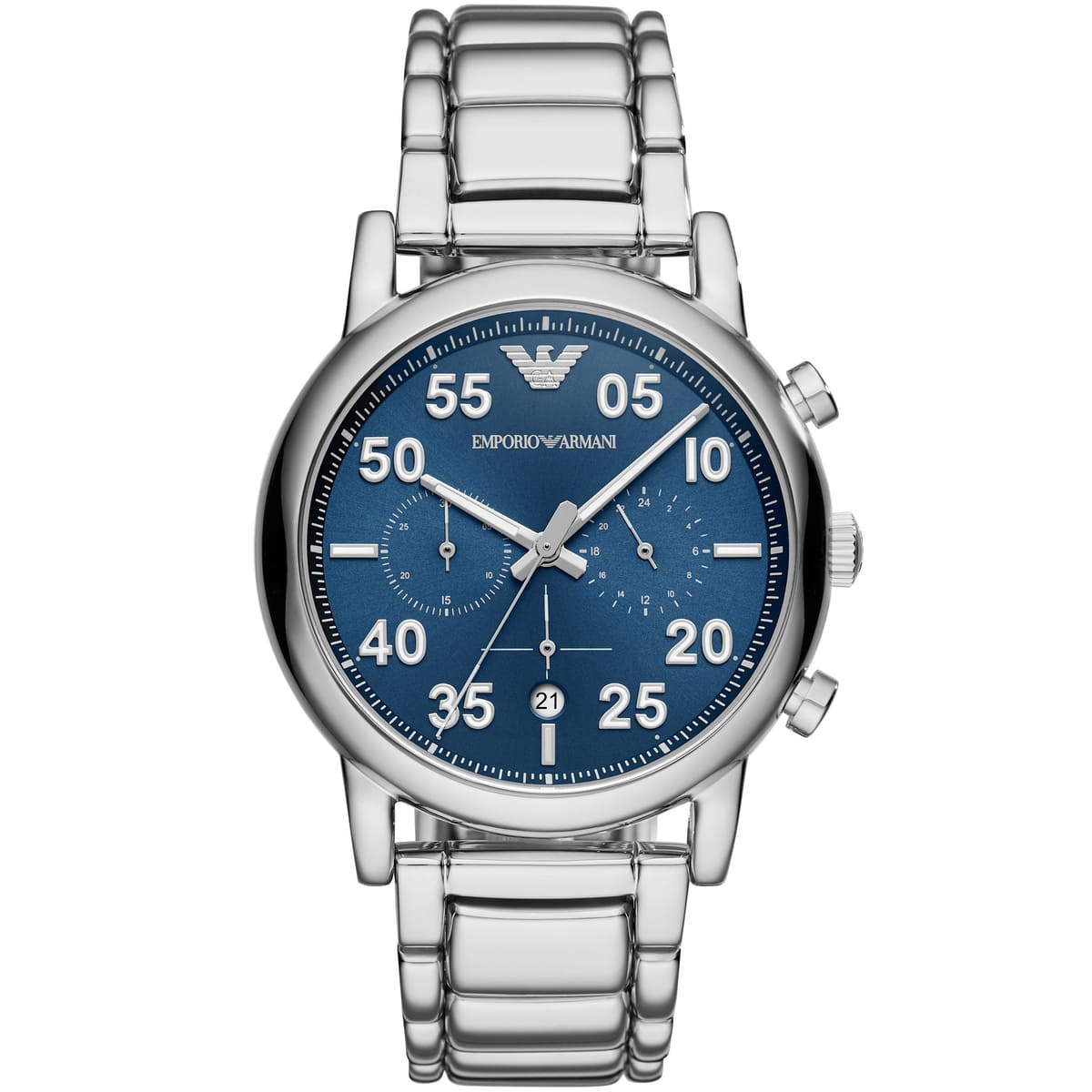 ar11132-emporio-armani-watch-men-blue-dial-stainless-steel-metal-silver-strap-quartz-analog-chronograph-luigi ساعة امبوريو ارماني للرجال AR11132 - الصورة 1