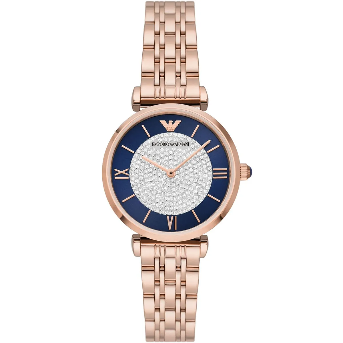 ar11423-emporio-armani-watch-women-crystals-multicolored-dial-stainless-steel-metal-rose-gold-strap-quartz-battery-analog-gianni-t-bar ساعة امبوريو ارماني للنساء AR11423 - الصورة 1