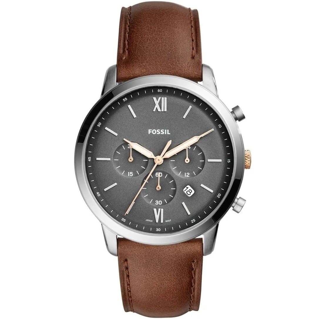 fs5408-fossil-watch-men-brown-leather-neutra ساعه فوسيل للرجال FS5408 - الصورة 1