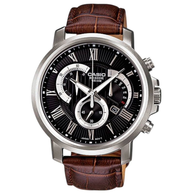 ساعة كاسيو جلد بني اديفيس رجالي BEM-506BL-1AVDF
