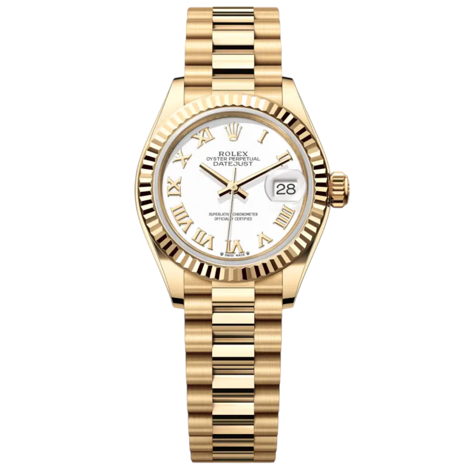 Rolex-279178-0029-whiteroman-fluted-president.jpg ساعة رولكس ديت جست ميرور أوريجنال للنساء - الصورة 1